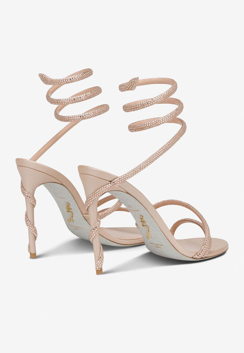 Rene Caovilla Margot 105 Crystal-Embellished Sandals Nude C11339-105-R001V233 NUDE SATIN/SILK STRASS