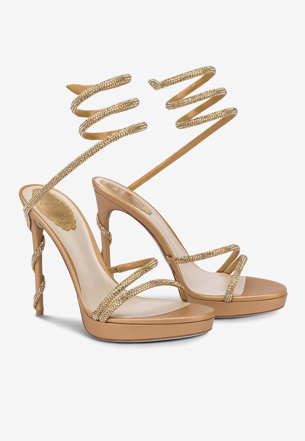 Rene Caovilla Margot 120 Crystal-Embellished Sandals Black C11339-120-R001V184 GLD SAT-BLK SUE/MTL SUN STR