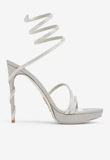 Rene Caovilla Margot 120 Crystal-Embellished Sandals Gray C11339-120-R001V232 GREY SAT/C.SILV SHD STRS