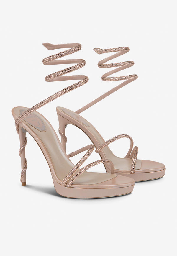 Rene Caovilla Margot 120 Crystal-Embellished Sandals Nude C11339-120-R001V233 NUDE SATIN-LAMB/SILK STRASS