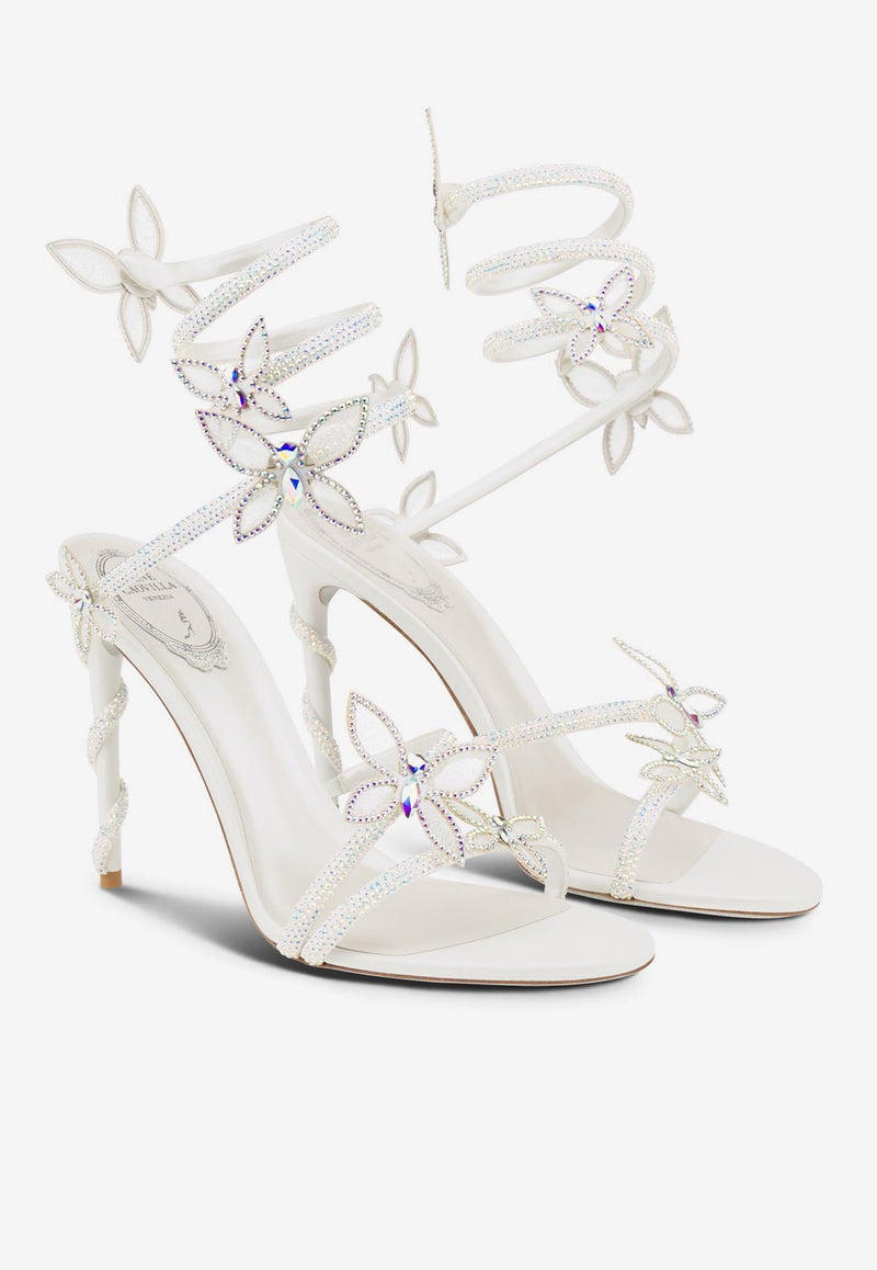 Rene Caovilla Margot 105 Crystal-Embellished Sandals C11625-105-R001CYTS IVORY SATIN/CRYSTAL-TRANS