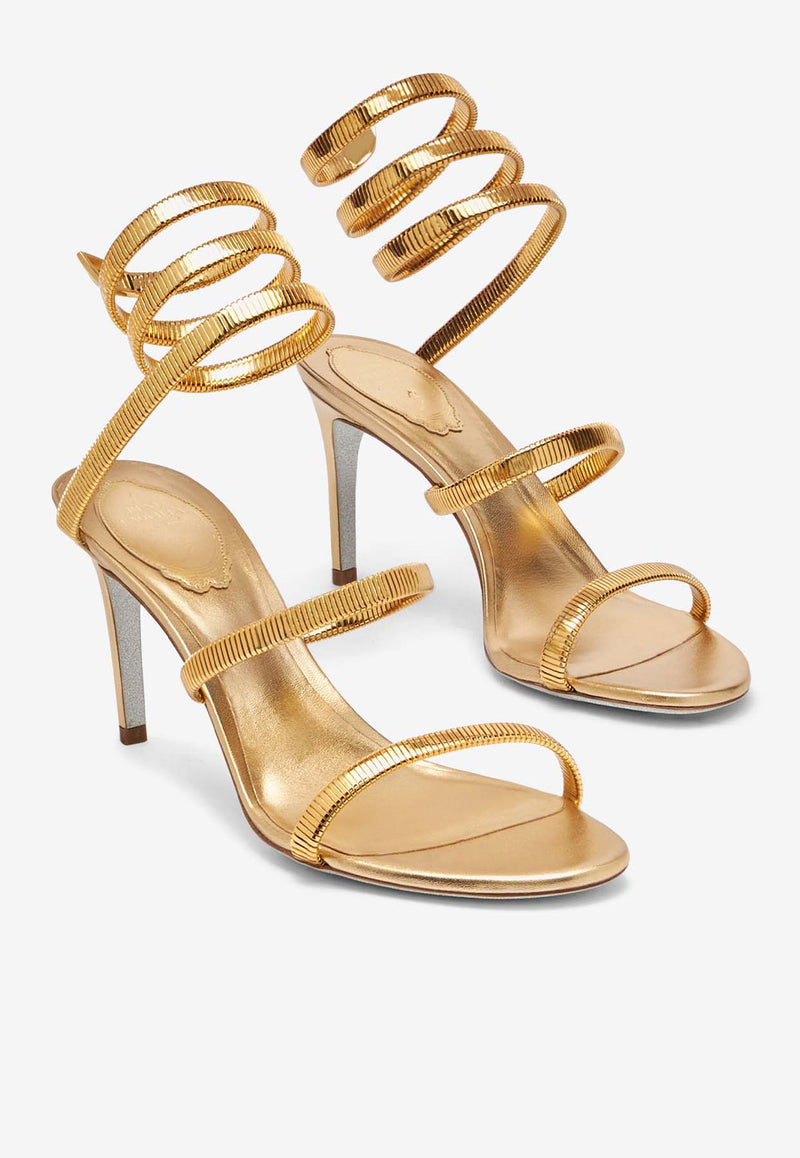 Rene Caovilla Juniper 105 Leather Sandals C11628-080-NA01L002 GOLD LAMB/GOLD METAL SNAKE