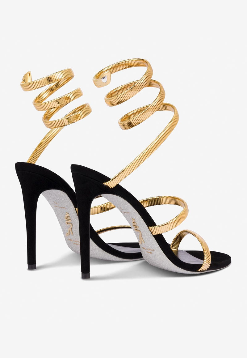 Rene Caovilla Juniper 105 Suede Sandals C11628-105-C001V017 BLACK SUEDE/GOLD METAL SNAKE