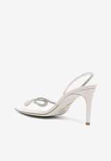 Rene Caovilla 80 Crystal-Embellished Pointed Pumps C11795-080-R001Y049 IVORY SATIN-VINIL/SILVER SHADE