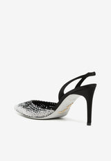 Rene Caovilla 80 Crystal-Embellished Pointed Pumps C11824-080-R001V871 BLACK SATIN/JET HEMATITE-LAB S