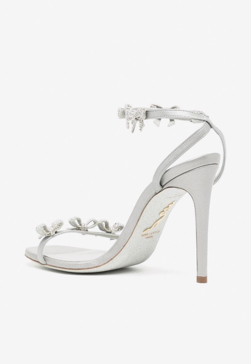 Rene Caovilla 105 Crystal-Embellished Bows Sandals C11826-105-NA01V232 SILVER LAMB/C.SILVER SHADE