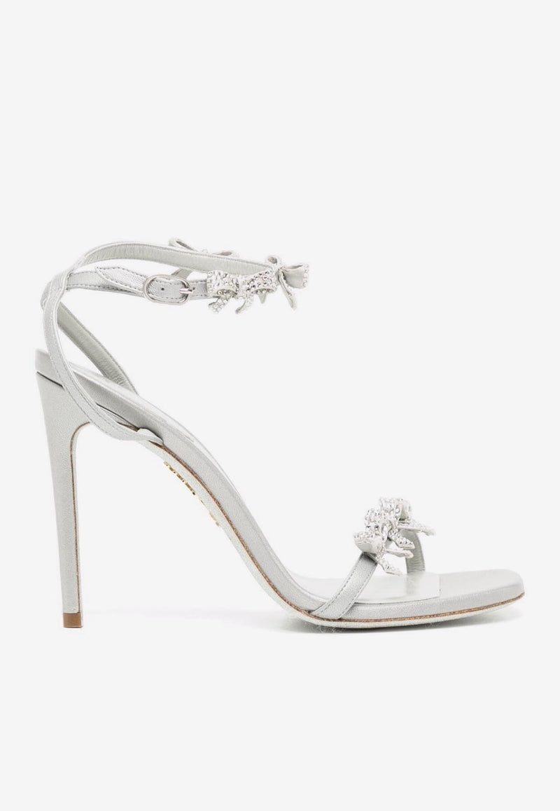 Rene Caovilla 105 Crystal-Embellished Bows Sandals C11826-105-NA01V232 SILVER LAMB/C.SILVER SHADE