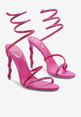 Rene Caovilla Margot 105 Crystal-Embellished Sandals in Satin C11879-105-C001Y159 FUXIA SUEDE-SAT/DEG FUXIA-HYA