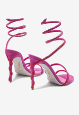 Rene Caovilla Margot 105 Crystal-Embellished Sandals in Satin C11879-105-C001Y159 FUXIA SUEDE-SAT/DEG FUXIA-HYA