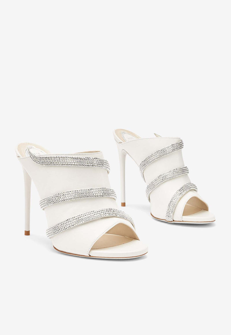 Rene Caovilla Sally 105 Crystal-Embellished Mules C12021-105-NA01V428 WHITE LAMB-SATIN/LABRADOR