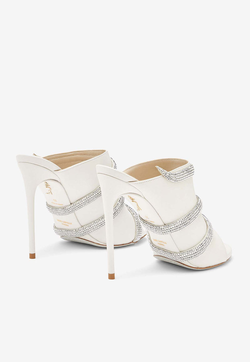 Rene Caovilla Sally 105 Crystal-Embellished Mules C12021-105-NA01V428 WHITE LAMB-SATIN/LABRADOR