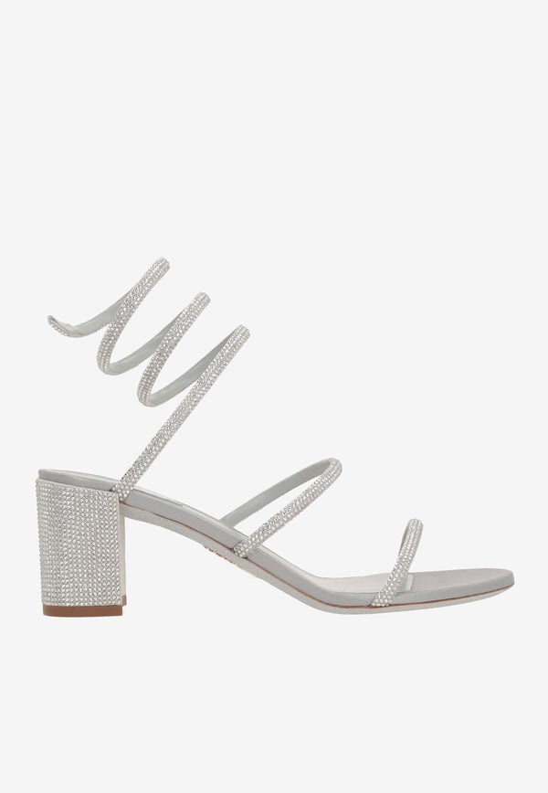 Rene Caovilla Cleo 40 Crystal-Embellished Sandals C12037-060-R001V232 GREY SATIN/C.SILVER SHADE