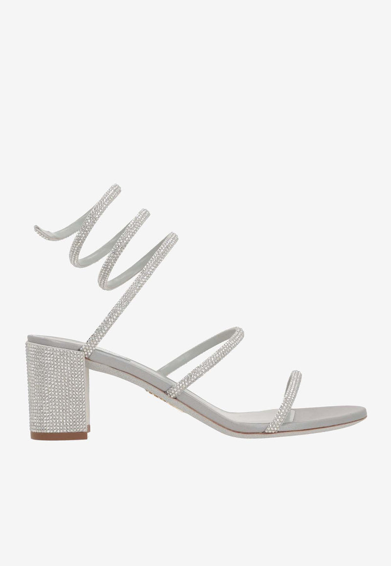 Rene Caovilla Cleo 40 Crystal-Embellished Sandals C12037-060-R001V232 GREY SATIN/C.SILVER SHADE