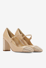 Rene Caovilla Kristen 80 Crystal Embellished Pumps Beige C12185-080-NA01V104 BEIGE LAMB/GOLDEN SHADOW