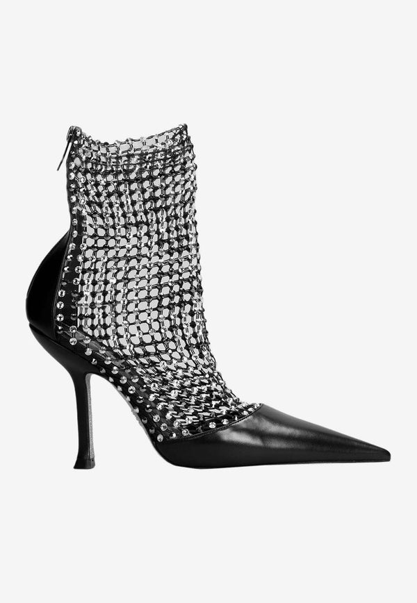 Rene Caovilla Galaxia 105 Crystal Mesh Ankle Boots Black C12189-105-CAP19999 BLACK KID/SMOKE MIX STRASS