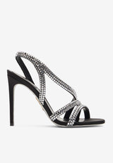 Rene Caovilla Lisa 105 Rhinestone Embellished Sandals Black C12190-105-R001V065 BLACK SATIN/CRYSTAL STRASS