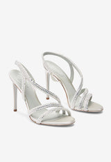 Rene Caovilla Lisa 105 Rhinestone Embellished Sandals Silver C12190-105-R001V232 GREY SATIN/SILVER SHADE STRASS