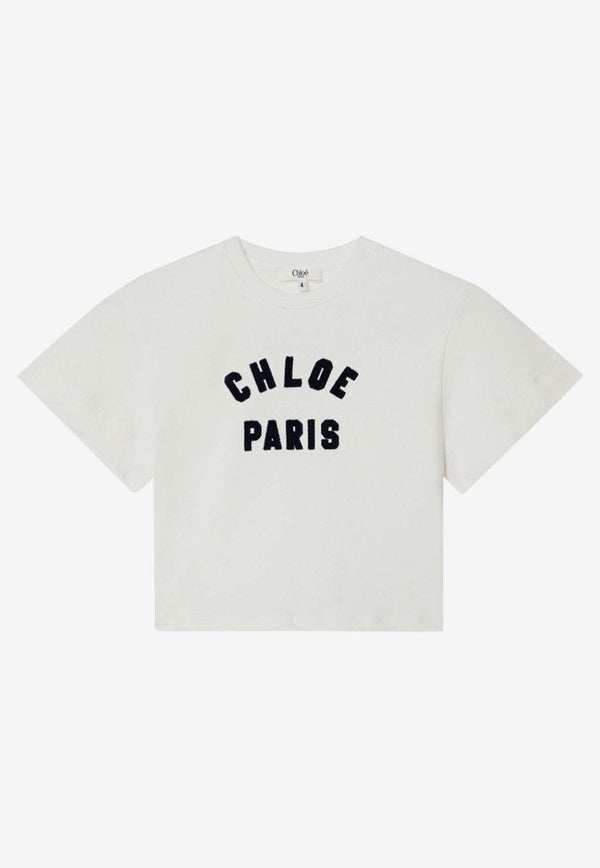 Chloé Kids Girls Logo Print T-shirt White C20489-BCO/Q_CHLOE-117