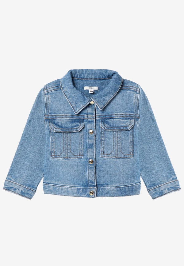 Chloé Kids Girls Washed Denim Jacket Blue C20546CO/Q_CHLOE-Z04