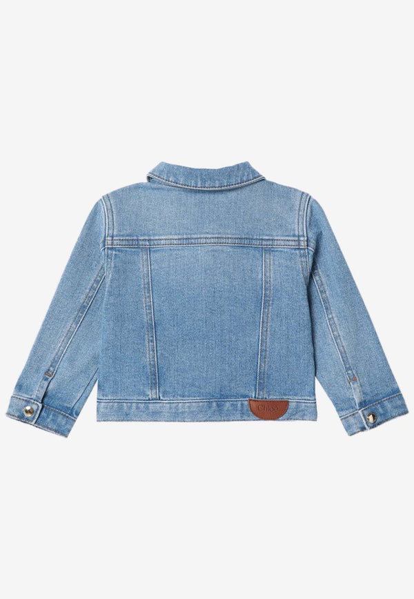 Chloé Kids Girls Washed Denim Jacket Blue C20546CO/Q_CHLOE-Z04