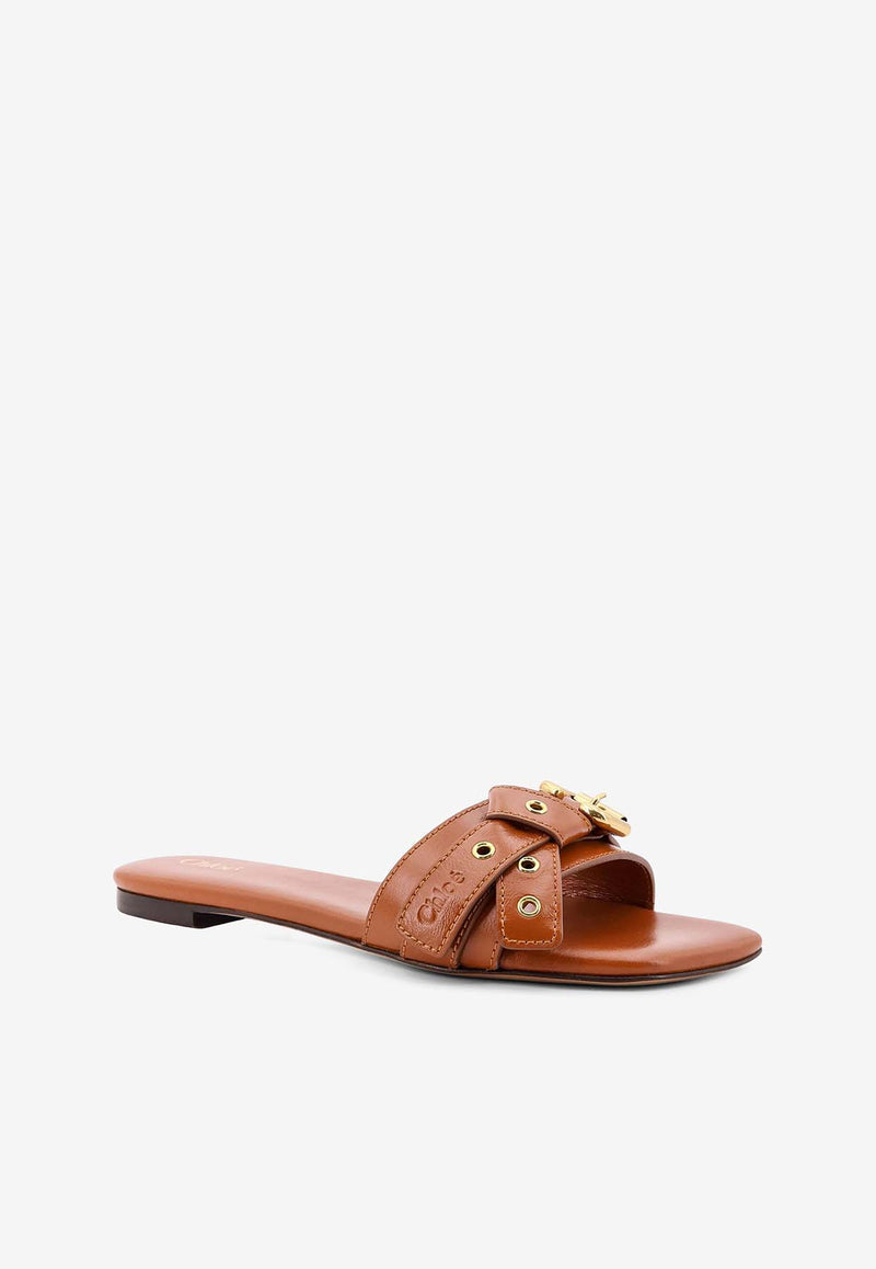 Chloé Mae Knotted Strap Flat Sandals  Brown C25S08NQJ_26M