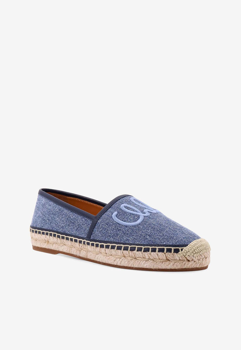 Chloé Embroidered Logo Denim Espadrilles Blue C25S08RQV_45D