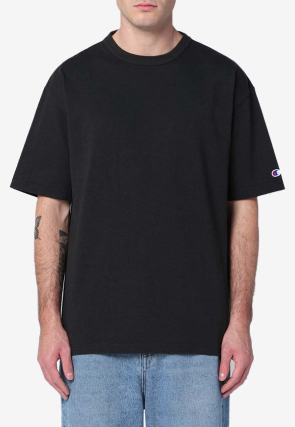 Champion Logo Patch Crewneck T-shirt Black C5P301CO/P_CHAMP-X001