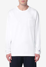 Champion Logo Patch Long-Sleeved T-shirt White C5P401CO/P_CHAMP-X045