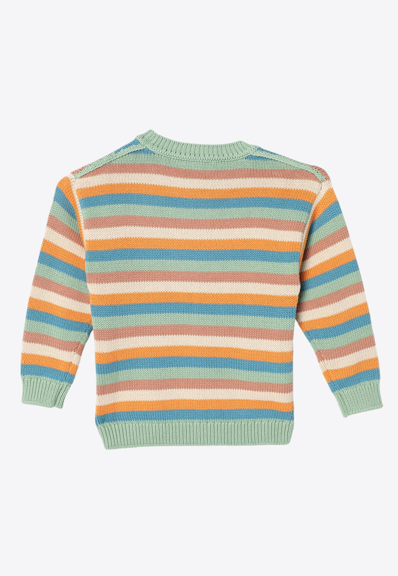 Acne Studios Kids Boys Face Patch Striped Sweater Multicolor C60094WO/P_ACNE-DQ8