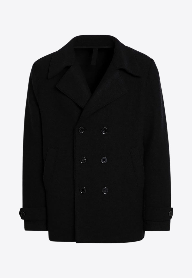 Harris Wharf London Double-Breasted Wool Peacoat Black C9214MLC/P_HARWH-199