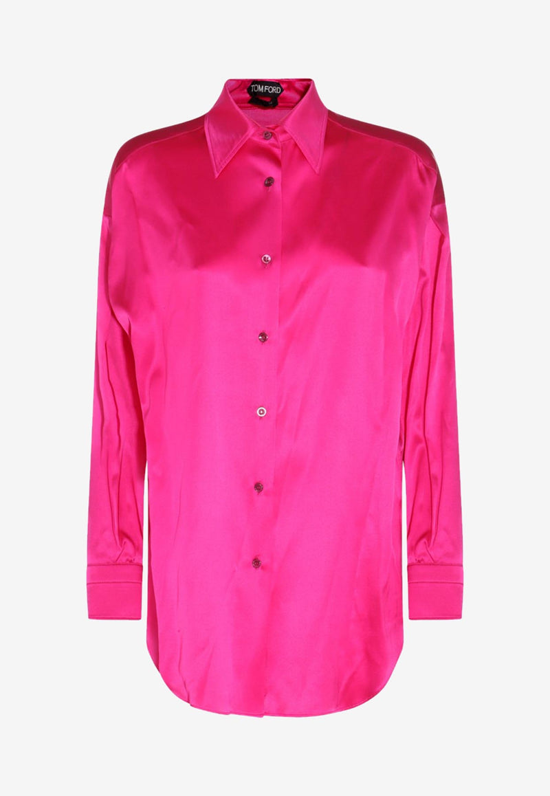 Tom Ford Long-Sleeved Silk Satin Shirt CA3211-FAX881 DP750 Pink