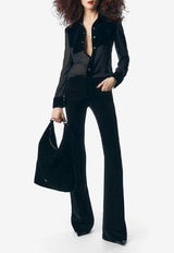 Tom Ford Georgette Shirt with Velvet Insert CA3246-FAX1028 LB999 Black