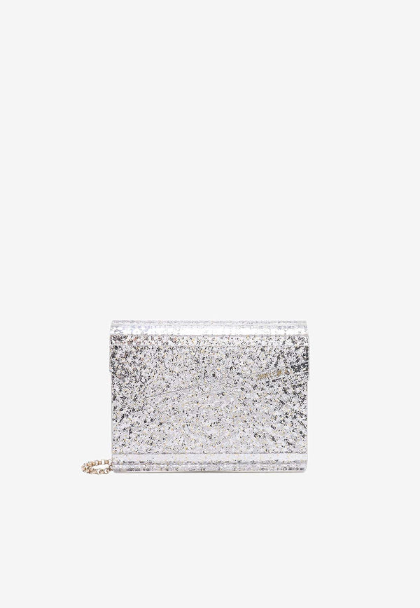 Jimmy Choo Candy Glittered Clutch Silver CANDYCOC_CHAMPAGNE