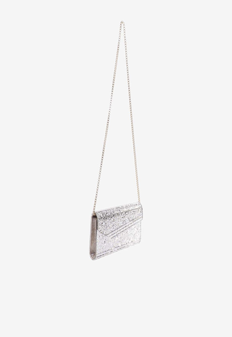 Jimmy Choo Candy Glittered Clutch Silver CANDYCOC_CHAMPAGNE