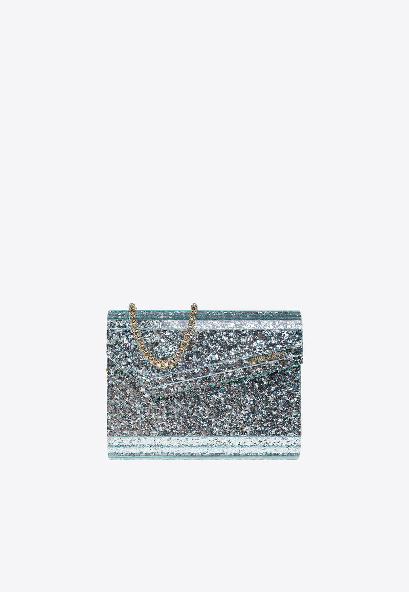 Jimmy Choo Candy Glittered Clutch Bag Green CANDY GAC AQUA GREEN