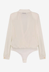 Elisabetta Franchi V-neck Long-Sleeved Bodysuit White CB00751E2_360