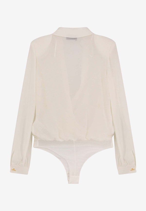 Elisabetta Franchi V-neck Long-Sleeved Bodysuit White CB00751E2_360