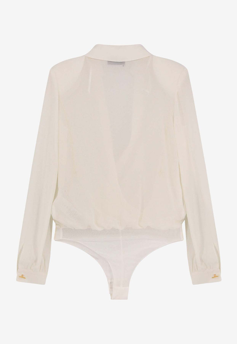 Elisabetta Franchi V-neck Long-Sleeved Bodysuit White CB00751E2_360