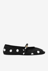 Dolce 
Gabbana Odette Satin Polka Dot Print Ballet Flats CB0222 AV885 HNXVW Black