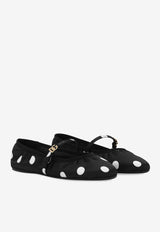 Dolce 
Gabbana Odette Satin Polka Dot Print Ballet Flats CB0222 AV885 HNXVW Black