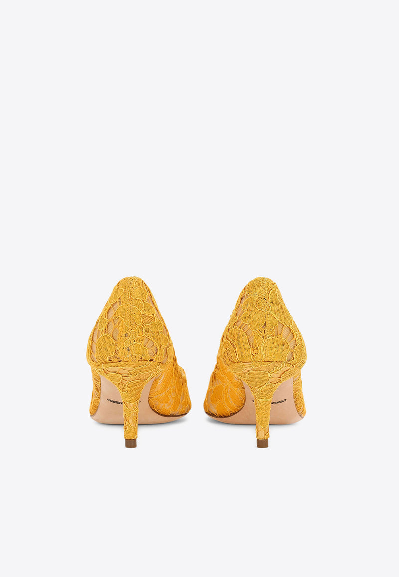 Dolce 
Gabbana Bellucci 60 Brooch Lace Pumps Yellow CD0066 AL198 80211