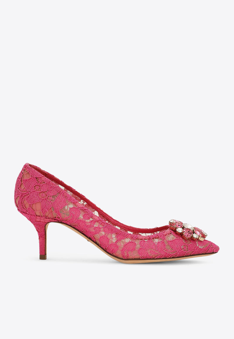 Dolce 
Gabbana Bellucci 60 Brooch Lace Pumps Fuchsia CD0066 AL198 80422