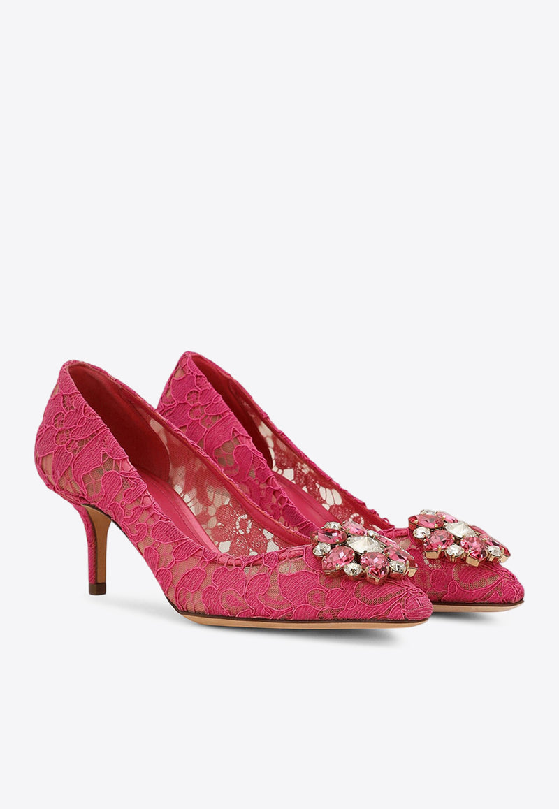 Dolce 
Gabbana Bellucci 60 Brooch Lace Pumps Fuchsia CD0066 AL198 80422