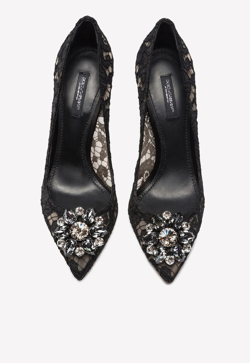 Bellucci 60 Crystal-Embellished Lace Pumps