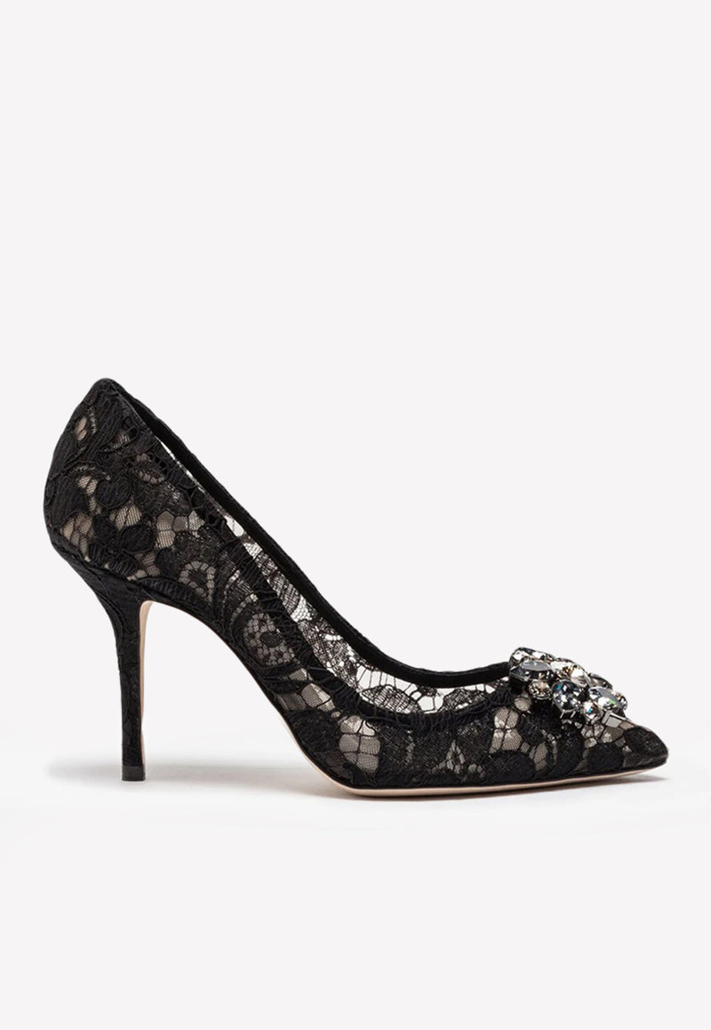 Bellucci 60 Crystal-Embellished Lace Pumps