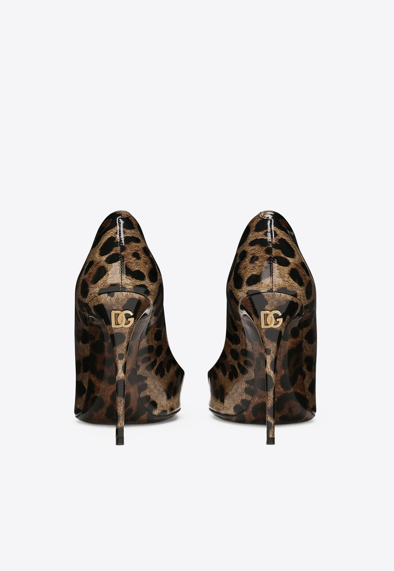 Dolce 
Gabbana Lollo 105 Animal Print Pumps in Polished Leather Heels Color