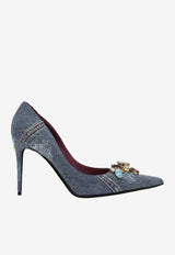 Dolce 
Gabbana 90 Crystal-Embellished Patchwork Denim Pumps CD1837 AR142 8C609 Denim