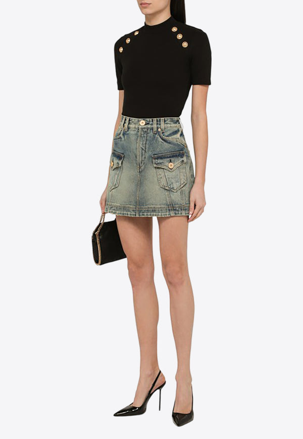 Balmain Washed-Out Denim Mini Skirt CF1LA352DE04/O_BALMA-6FF