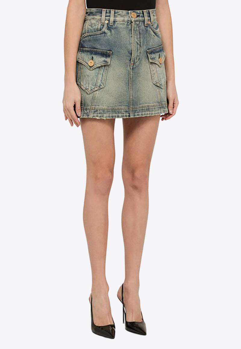 Balmain Washed-Out Denim Mini Skirt CF1LA352DE04/O_BALMA-6FF