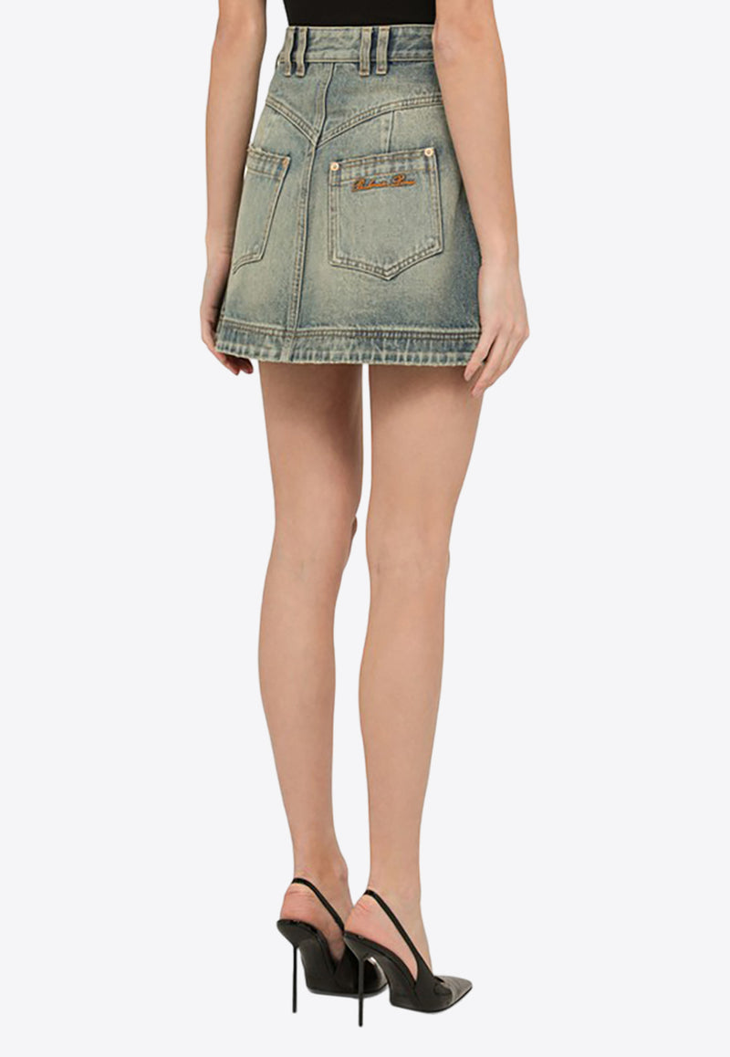 Balmain Washed-Out Denim Mini Skirt CF1LA352DE04/O_BALMA-6FF